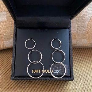 White gold tri-hoop earrings